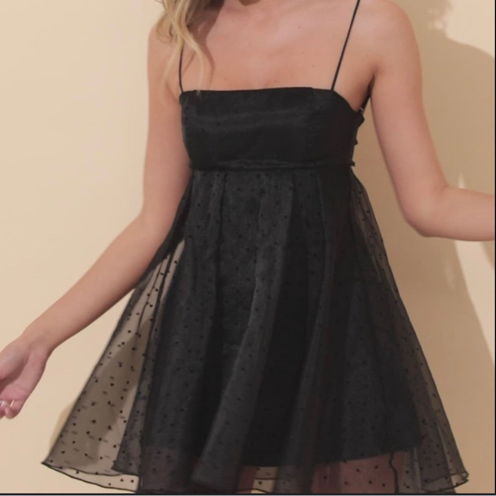 Lucy in the Sky Baby Doll Dress in Black with Polka Dots
